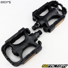 Gray&#39;s flat plastic bicycle pedals black 110x80 mm