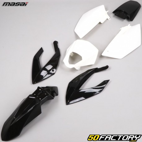Kit de carenagem Hanway Furious SM, SX 50, Masai Ultimate,  Dirty  RideR preto e branco