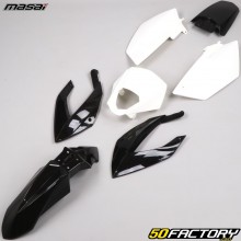 Kit de carenado Hanway Furious SM SX 50, Masai Ultimate,  Dirty  Rider blanco y negro