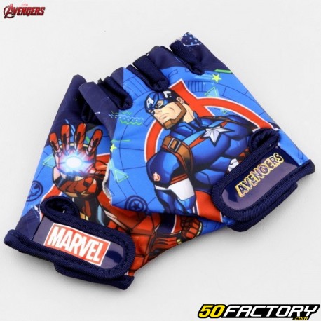Avengers blue and red short cycling and scooter gloves for children