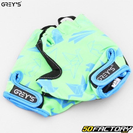 Guantes cortos de ciclismo y scooter para niños en color verde y azul de Grey&#39;s