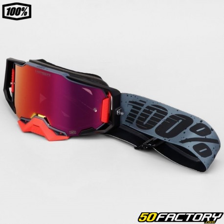 Gafas 100% Armega Nekfeu gris y roja Pantalla Hiper iridium roja