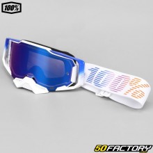Gafas 100% Armega Neo blanco y azul pantalla Hiper iridio azul