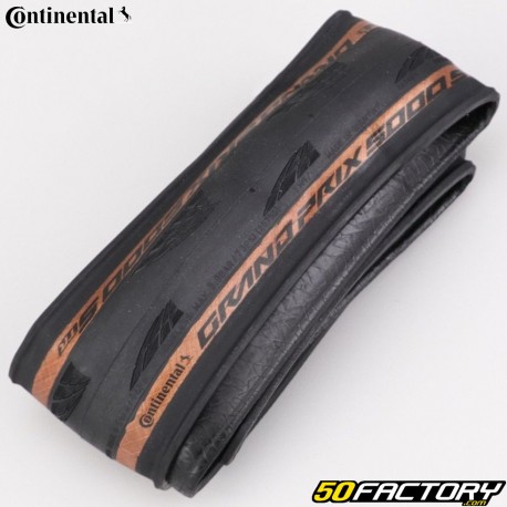 Pneu de bicicleta 700x28C (28-622) Continental GP 5000 S TLR laterais marrons com hastes flexíveis