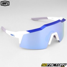 Lunettes 100% Speedcraft SL blanches et bleues verre Hiper bleu