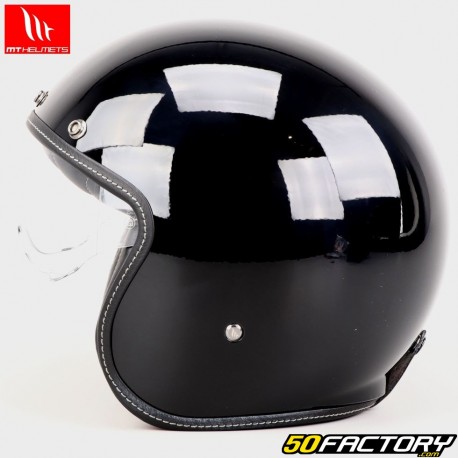 Casco jet MT Helmets Le Mans II SV S Solid A1 negro brillante