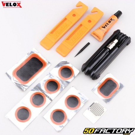 Kit de reparação de câmara de ar (ferramenta multifuncional, desmonta pneus, remendos e cola) Vélox