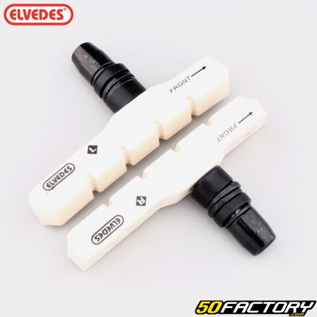 72 mm Elvedes asymmetrical V-Brake bicycle brake pads white (with threads)