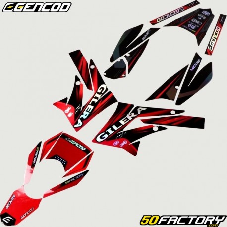 Kit decorativo Derbi DRD, Gilera SMT,  RCR (2011 - 2017) Gencod holográfico negro y rojo (escritura Gilera)