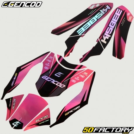 Decoration  kit Peugeot Kisbee (2010 - 2017) Gencod black and pink holographic
