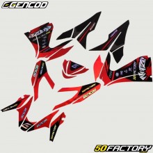 Dekor kit MBK Nitro,  Yamaha Aerox (Da 2013) Gencod schwarz und rot holografisch (Schrift Nitro)