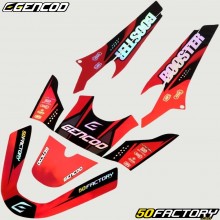 Kit grafiche adesive MBK Booster, Yamaha  Bw&#39;s (da XNUMX) Gencod  olografico nero e rosso (scrittura Booster)