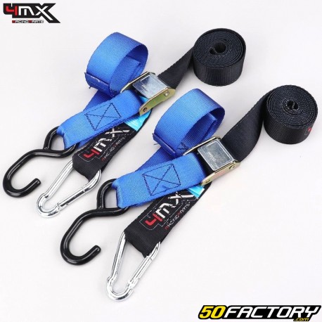 2 m lashing straps with cam buckles and 4MX blue hooks