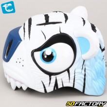 Casco de bicicleta infantil con iluminación trasera integrada Crazy Safety Tiger 3D blanco