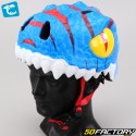 Casco da bicicletta per bambini Crazy Safety Dino 3D blu con luce posteriore integrata