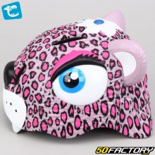 Casco da bicicletta per bambini con illuminazione posteriore integrata Crazy Safety Leopard 3D rosa