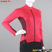 Camisola de manga comprida feminina Santic Romi de meia temporada em vermelho e bordô