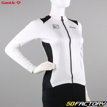 Camiseta para mujer de manga larga de entretiempo Santic Gaze II en color blanco y negro