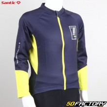 Camisola de manga comprida infantil Santic para meia temporada Thunder parafuso azul e amarelo