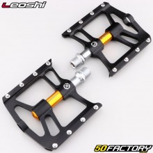 Aluminum flat pedals for bicycles Leoshi black 105x96 mm