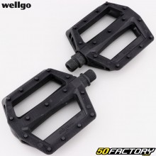 Wellgo plastic flat pedals for bicycles black 100x100 mm