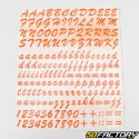 Klassische orangefarbene Buchstaben- und Zahlenaufkleber (Blatt)