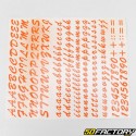 Stickers lettres et numéros classiques oranges (planche)