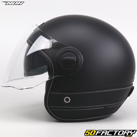 Jet helmet Nox Heritage matte black leather
