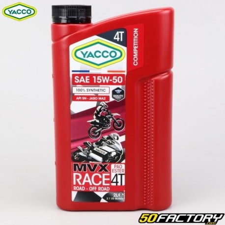 Olio motore Yacco 4T 15W50 MVX Race Sintesi 100% 2L