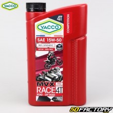 Huile moteur 4T 15W50 Yacco MVX Race 100% synthèse 2L