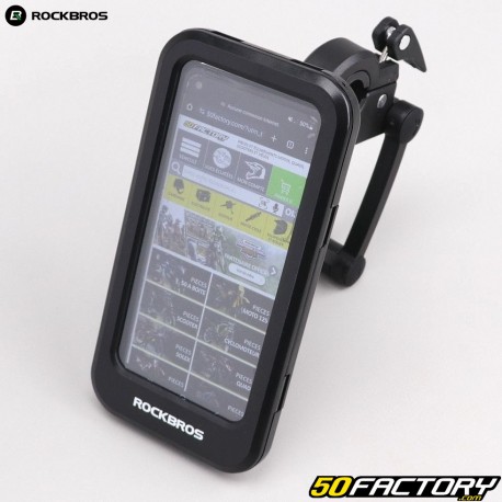 Holder with smartphone protection and GPS on bicycle handlebars Rockbros