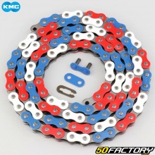 Reinforced 420 chain 138 links KMC blue, white, red