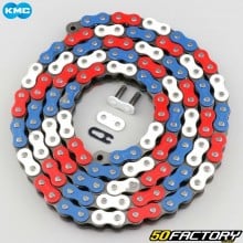 Reinforced 428 chain 136 links KMC blue, white, red