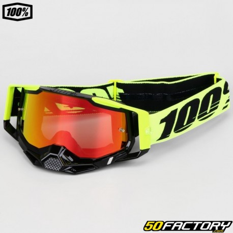 Gafas 100% Racecraft Pantalla de iridio rojo amarillo neón 2