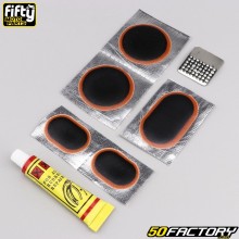 Kit riparazione camera d&#39;aria bicicletta (toppe, colla, ecc. 7 pezzi) Fifty