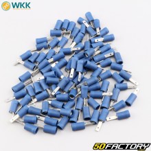 Terminales planos macho aislados 0.5x2.8 mm WKK azules (paquete de 100)