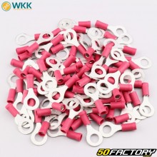 Terminales aislados tipo ojal Ø6.4 mm WKK rojos (paquete de 100)