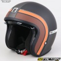 Casco jet Nox Next Traker nero opaco, marrone e arancione