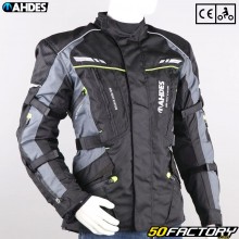 Ahdes CE-geprüfte Motorrad-Endurojacke schwarz, grau, fluoreszierend gelb