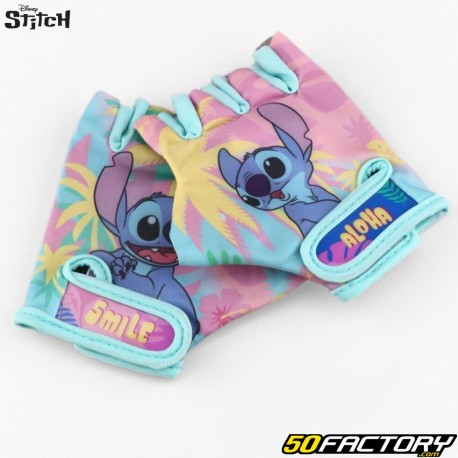 Kurze blaue Stitch-Fahrrad- und Rollerhandschuhe für Kinder