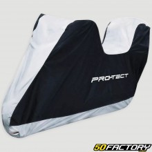 Funda protectora para moto con top case negra y gris