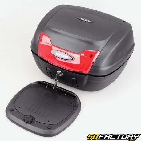 Top case Motocicleta 40L preto e scooter universal (refletor vermelho)