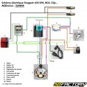 Elektrischer Kabelbaum Peugeot 103 SPX,  RCX, Clip... identisch mit dem Original (5-Draht-Ausgang, originaler weißer Stecker) Restone