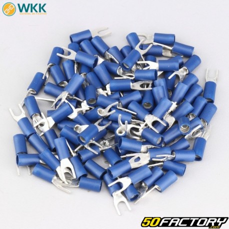 Flachstecker 4.3 mm gabelförmig isoliert WKK  blau (Packung mit 100)