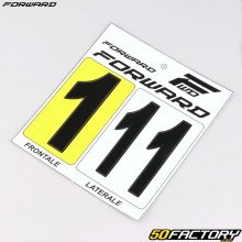Adesivos número 1 para placas pretas de bicicleta Forward BMX (aprovadas pela FFC) (conjunto de 3)