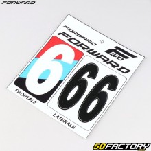 Nummer-6-Aufkleber für weiße und schwarze BMX-Vorwärtsschilder (FFC-zugelassen) (3er-Set)