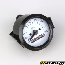 Round speedometer with needle Ø60 mm (80 km/h) universal black white background