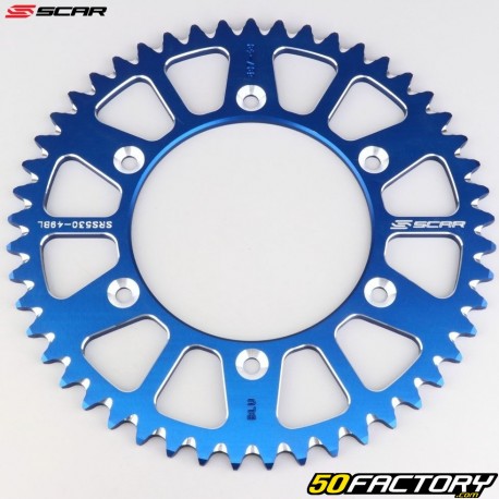 Crown 49 teeth aluminum 520 KTM SX, SX-F, EXC, Gas Gas MC-F... Scar (anti-mud) blue