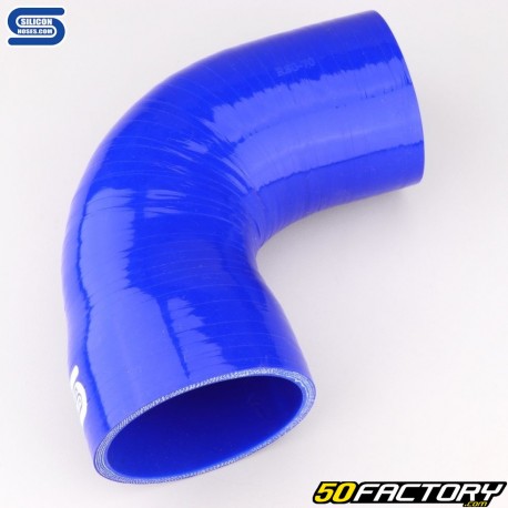90° Winkel Silikon Reduzierstück Ø80 auf 70 mm Silikonschläuche Blau