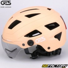 Casco da bicicletta GES con luce posteriore integrata e visiera City pesca